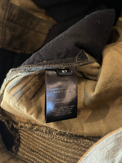 BALMAIN DISTRESSED OLIVE BIKER DENIM