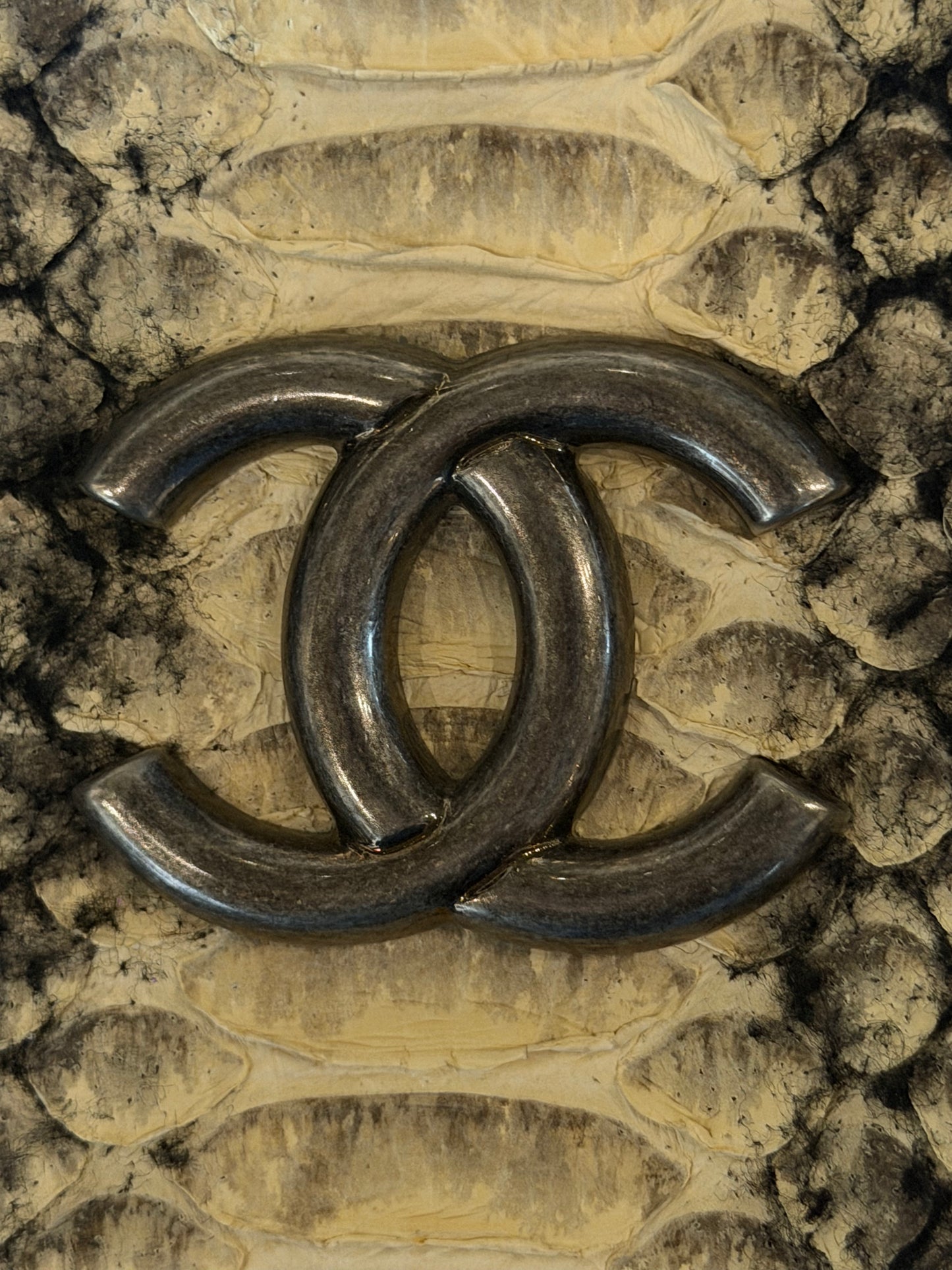 CHANEL 2011 WOOLED PYHTON ZIP SHOULDER BAG