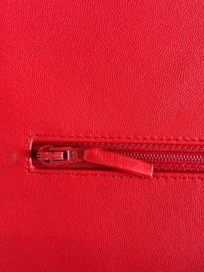 CHANEL 2013 RED QUILTED MAXI LAMBSKIN DOUBLE FLAP