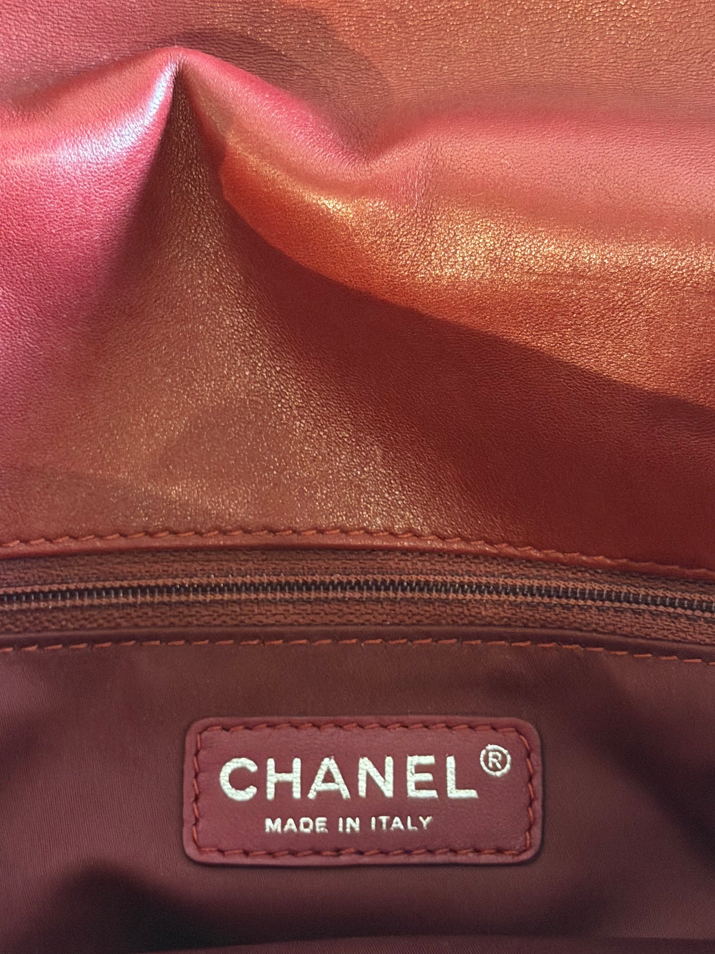 CHANEL 2011 RED MAXI QUILTED LAMBSKIN 3 ACCORDIAN FLAP