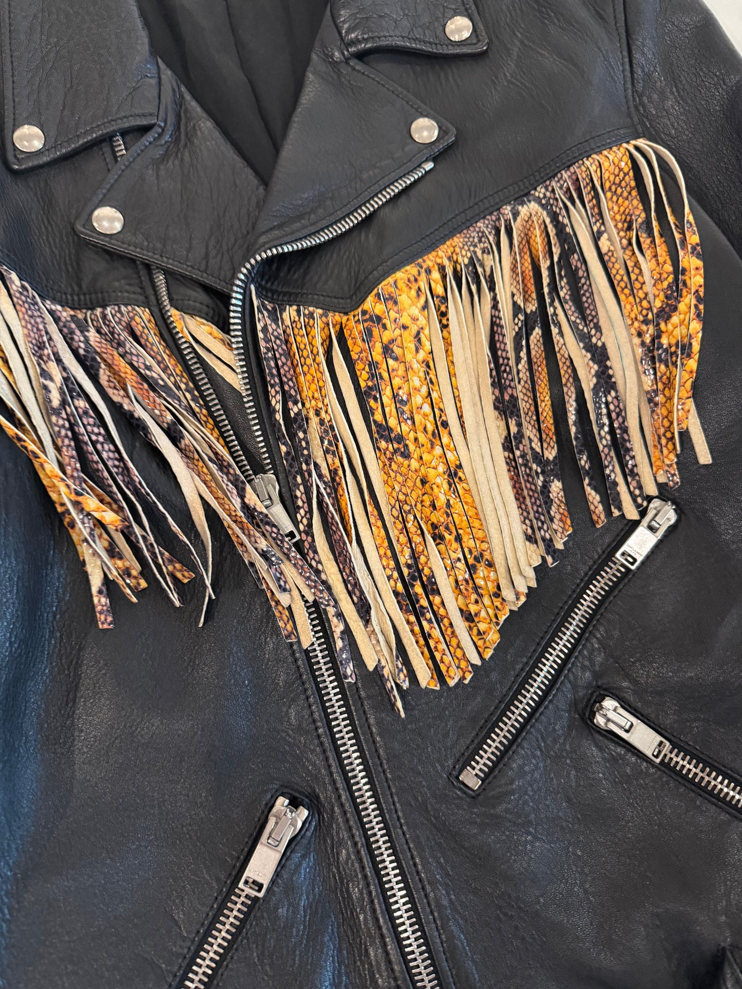 SAINT LAURENT SS2016 RUNWAY SURF SOUNDS SNAKE FRINGE JACKET