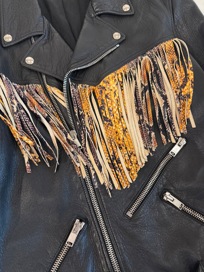SAINT LAURENT SS2016 RUNWAY SURF SOUNDS SNAKE FRINGE JACKET