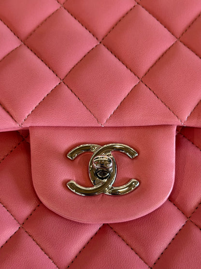 CHANEL 2013 PINK QUILTED JUMBO LAMBSKIN DOUBLE FLAP