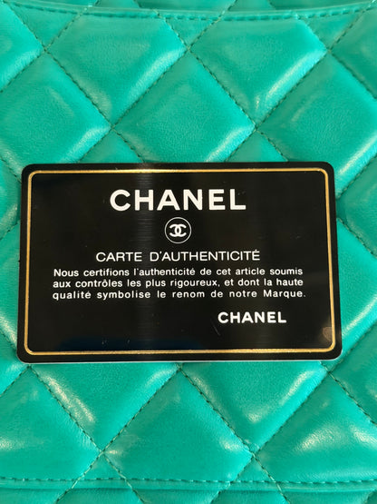 CHANEL 2012 MENTHE QUILTED MAXI LAMBSKIN DOUBLE FLAP