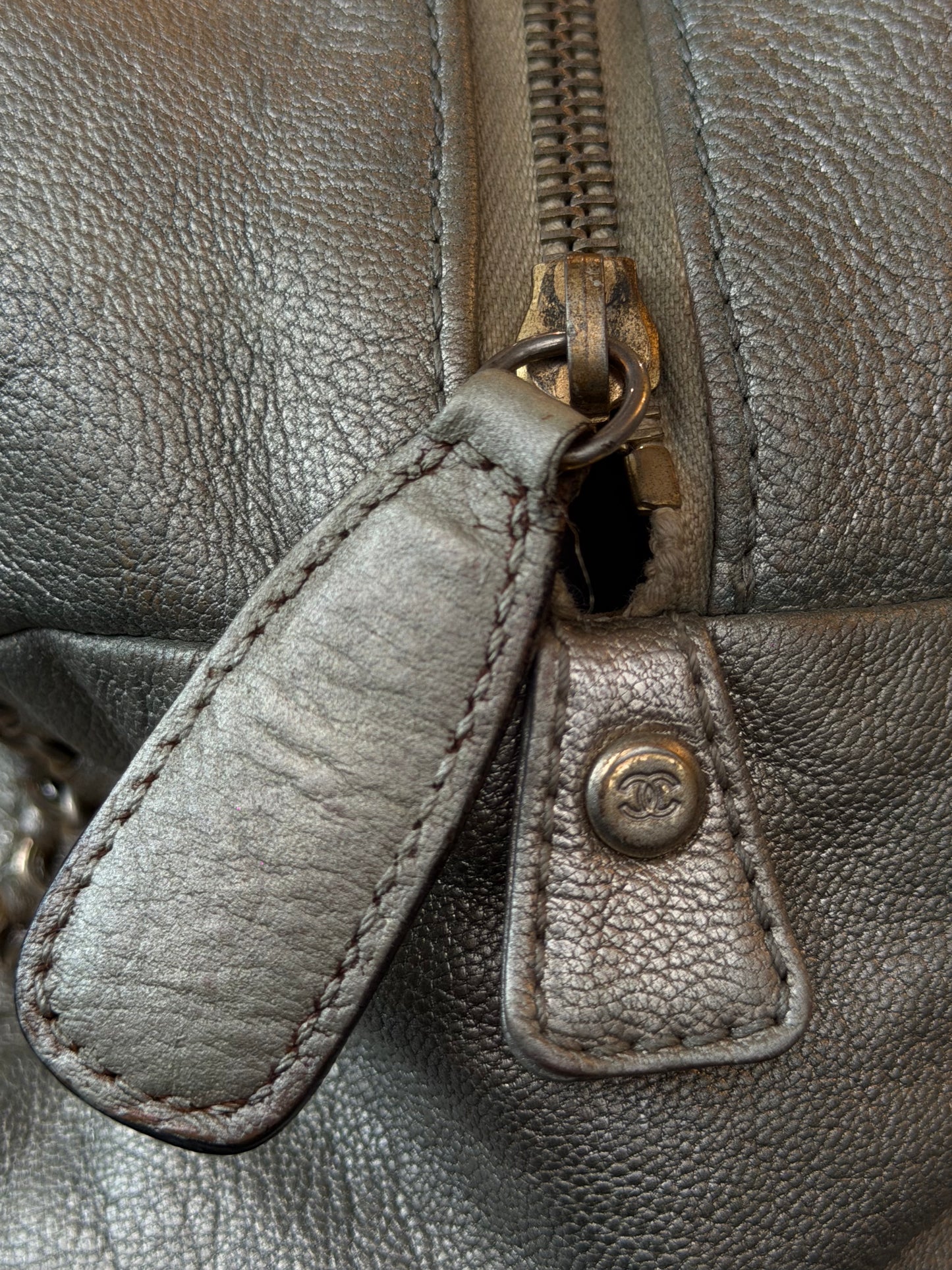 CHANEL 2006 CC LUX LIGNE METALLIC BOWLING BAG