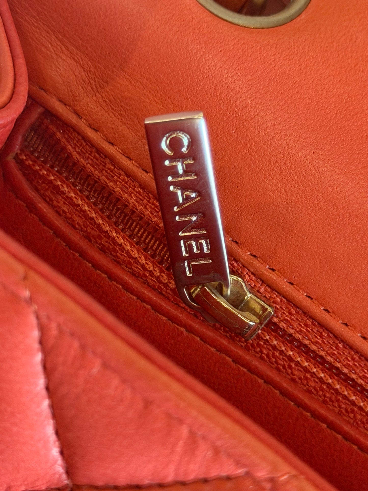 CHANEL 2009 PEACH LAMBSKIN QUILTED MAXI SINGLE FLAP