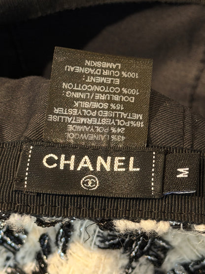 CHANEL HOUNDSTOOTH TWEED CAP