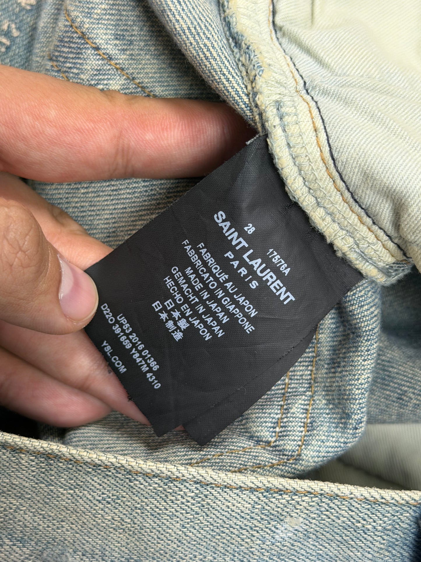 SAINT LAURENT SS2016 SAND WASH CRASH DENIM