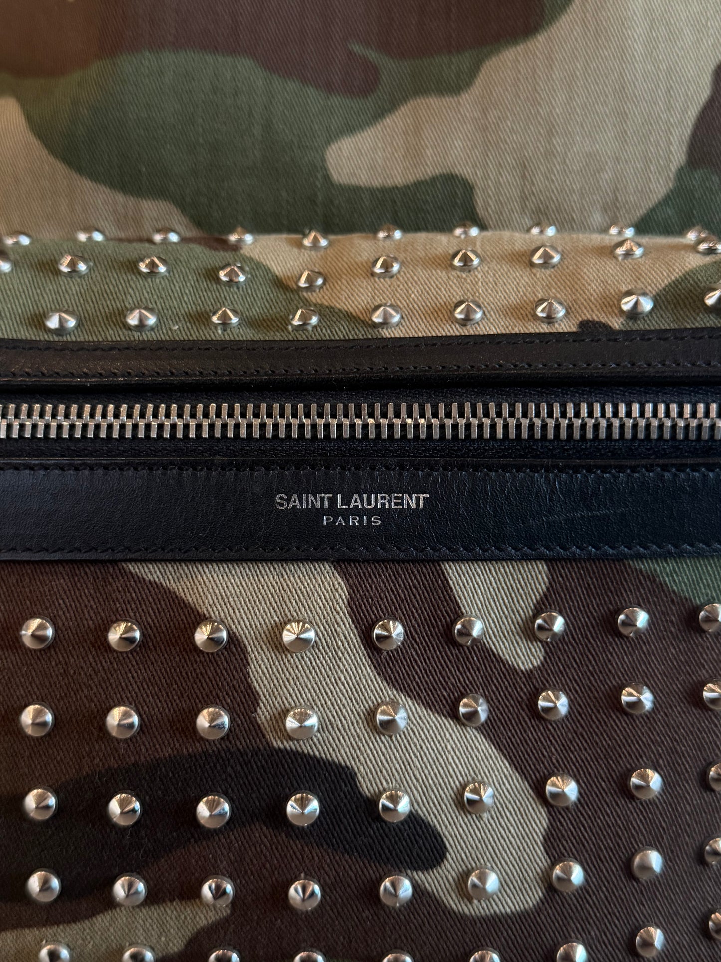 SAINT LAURENT CAMO STUDDED BACKPACK