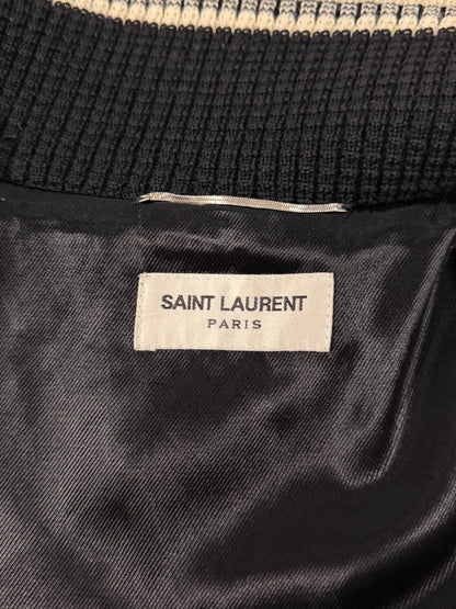 SAINT LAURENT SS2014 MARMOT TRIMMED WOOL LEATHER BOMBER