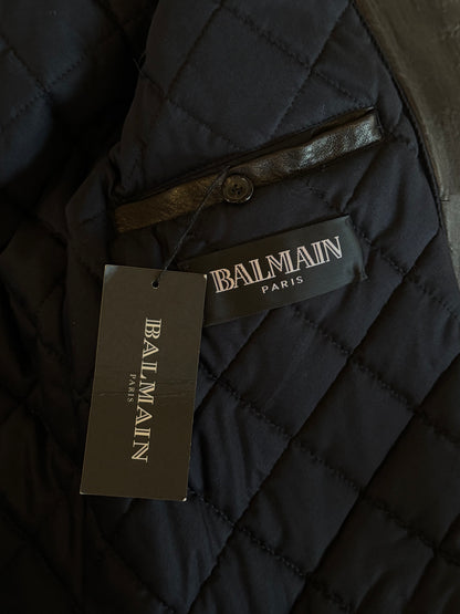 BALMAIN FW2012 MIDNIGHT BLUE CALF FUR LEATHER JACKET