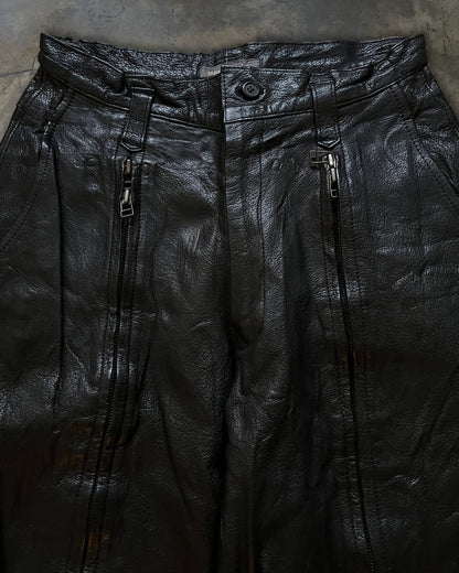 80's ISSEY MIYAKE HEAVY LEATHER PARACHUTE PANTS