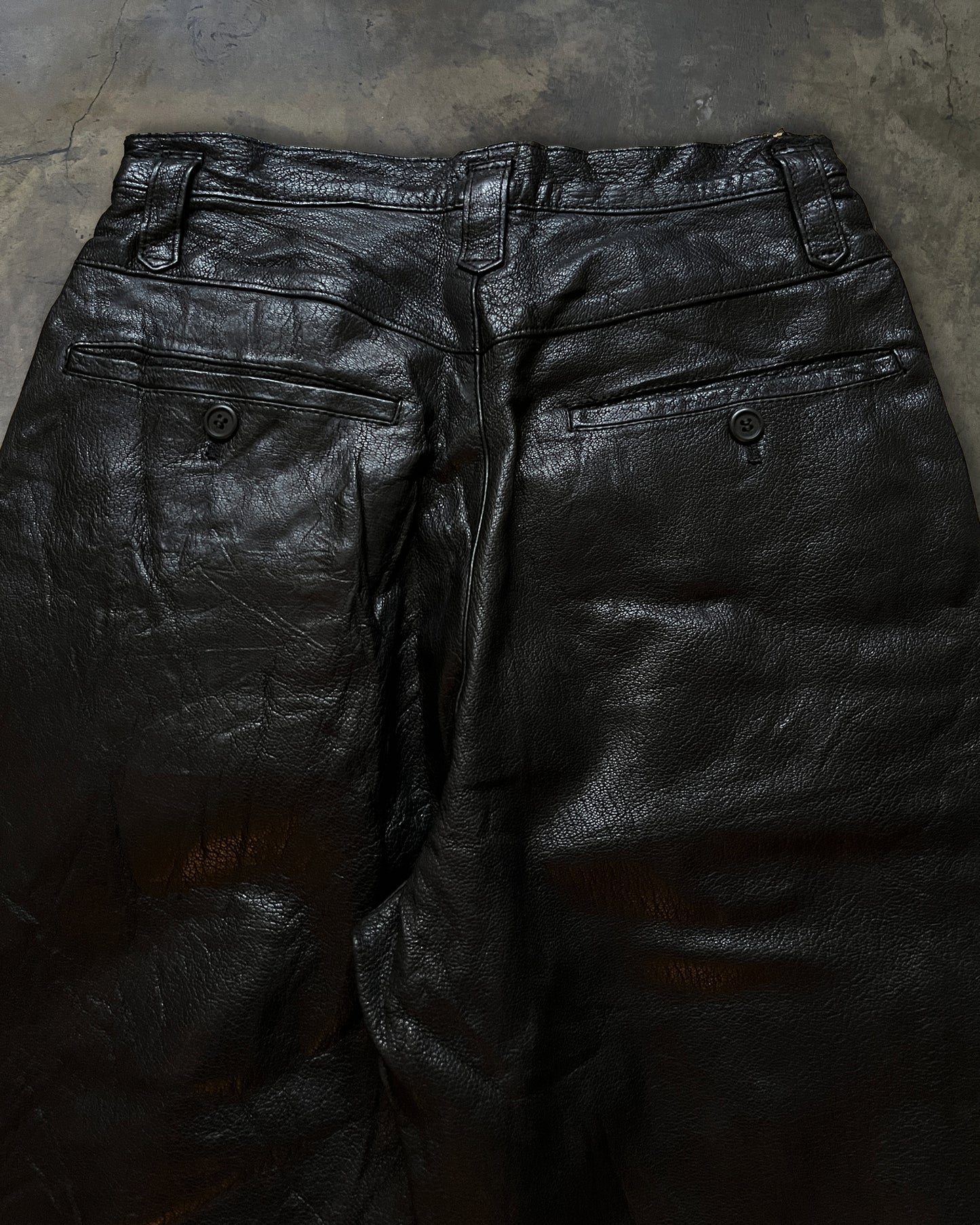 80's ISSEY MIYAKE HEAVY LEATHER PARACHUTE PANTS