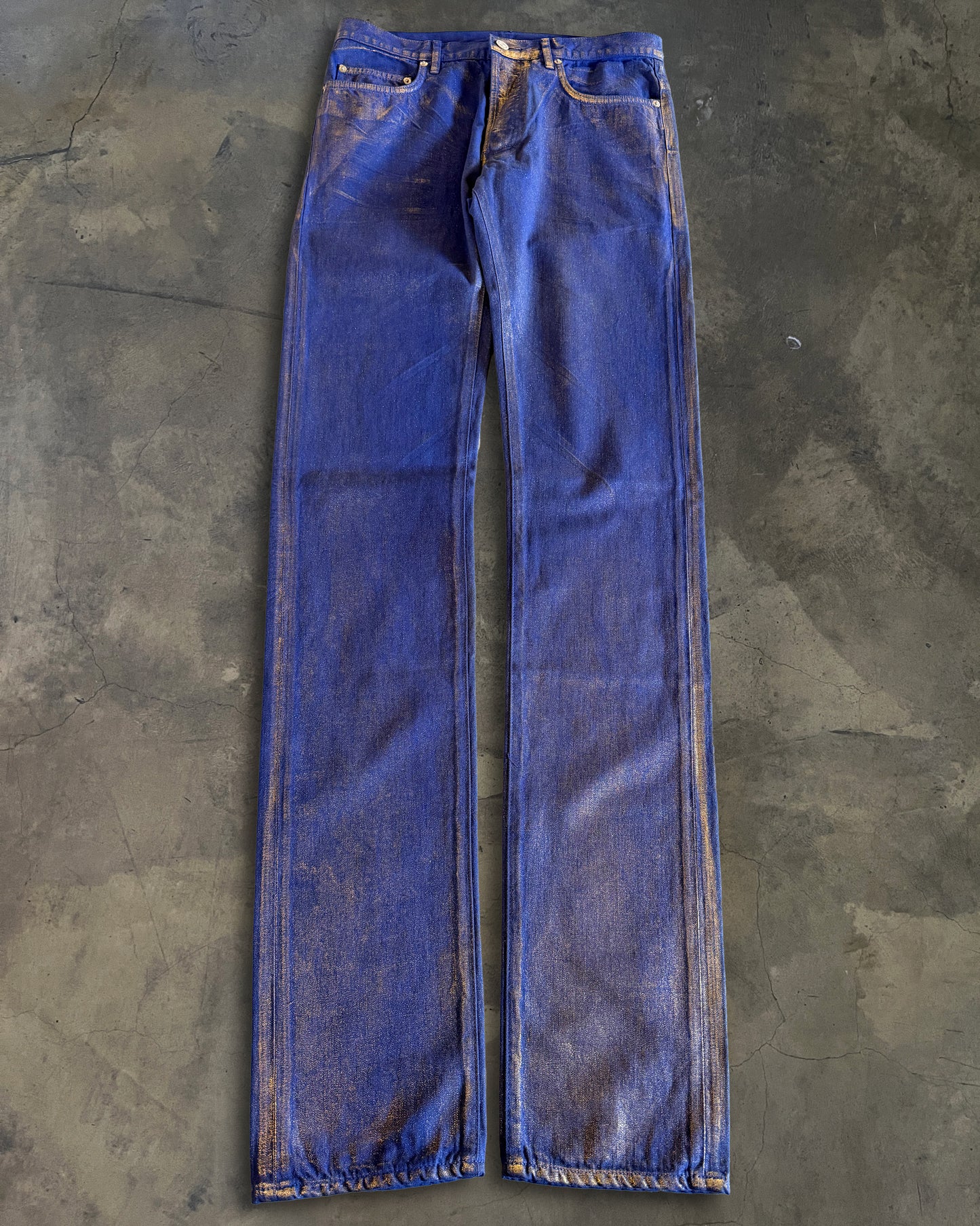 DIOR HOMME SS2009 GOLD WAXED JEANS