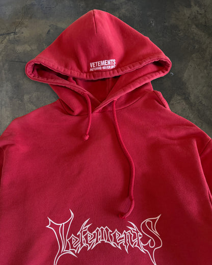 VETEMENTS AW2016 KOREA EXCLUSIVE HEAVY METAL RED HOODIE