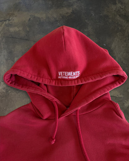 VETEMENTS AW2016 KOREA EXCLUSIVE HEAVY METAL RED HOODIE