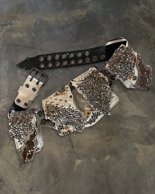 KMRii PYTHON / COWHIDE STUDDED BELT