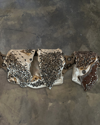 KMRii PYTHON / COWHIDE STUDDED BELT