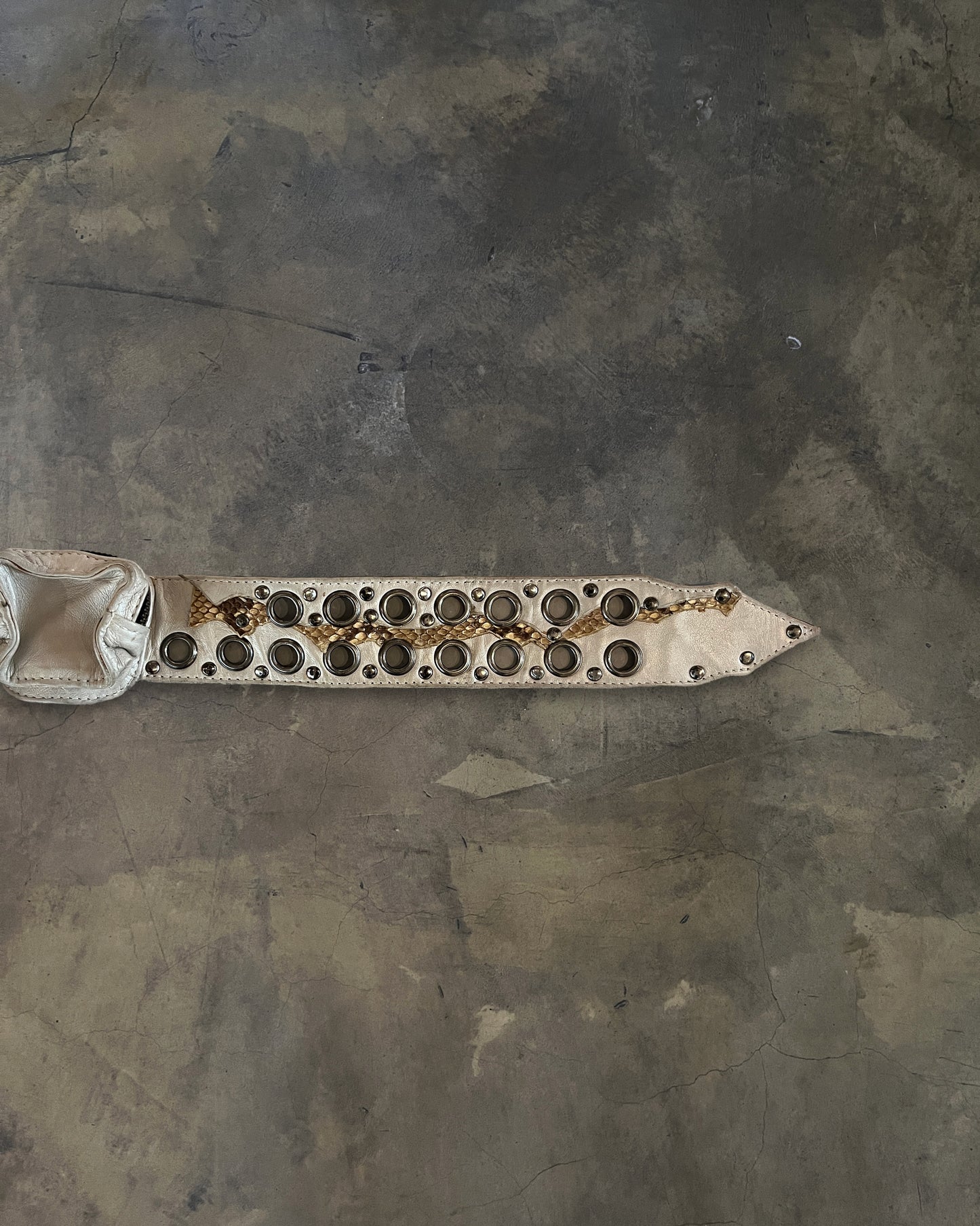 KMRii PYTHON / COWHIDE STUDDED BELT