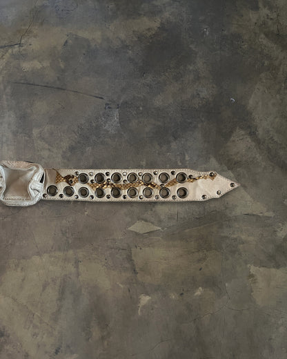 KMRii PYTHON / COWHIDE STUDDED BELT