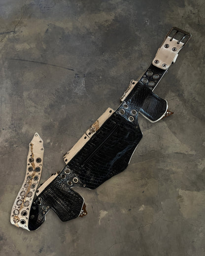 KMRii PYTHON / COWHIDE STUDDED BELT