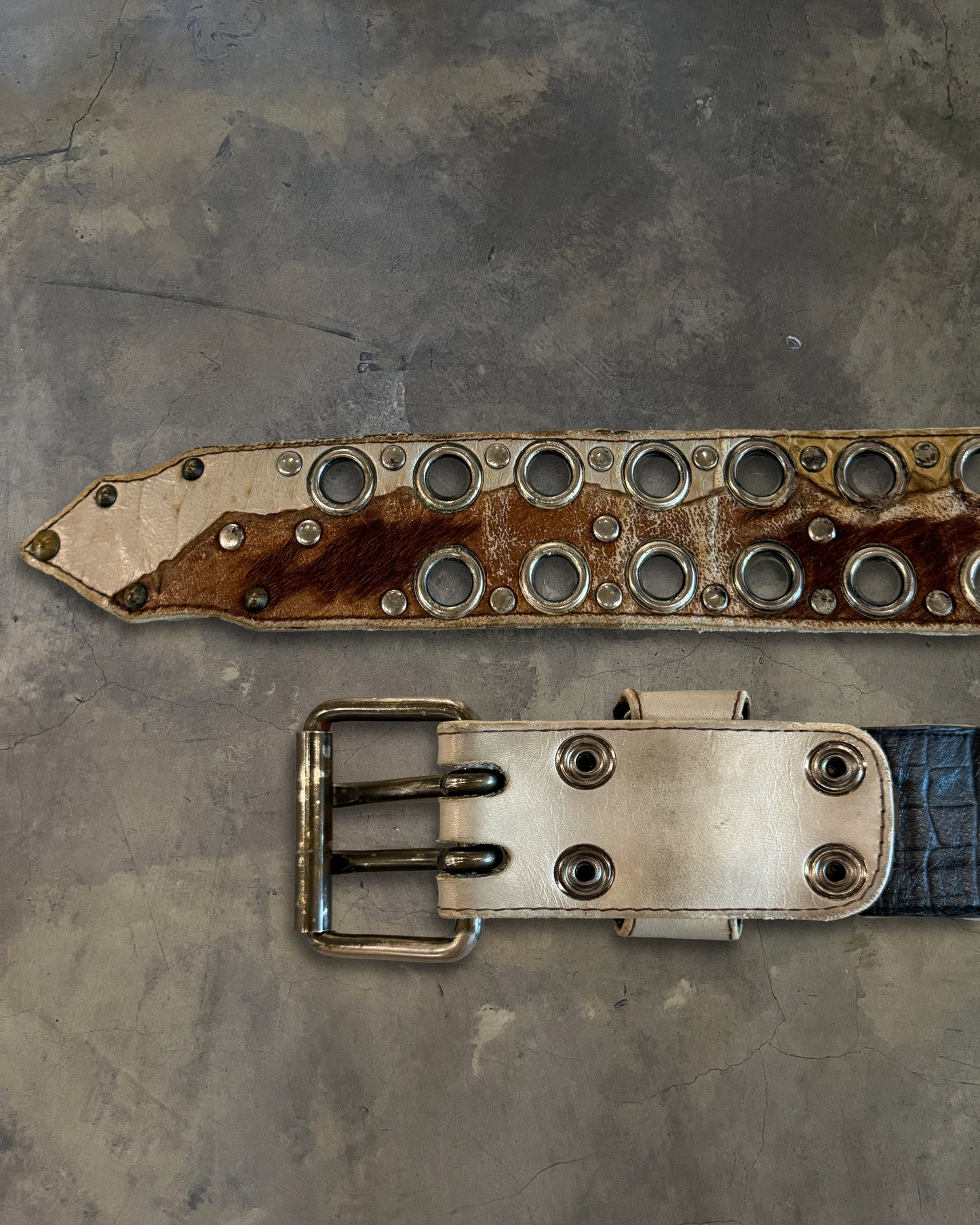 KMRii SNAKESKIN + DEERSKIN HYBRID "GROMMET" BELT
