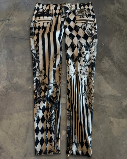 BALMAIN RESORT 2013 FLORAL CHECKERED BIKER DENIM