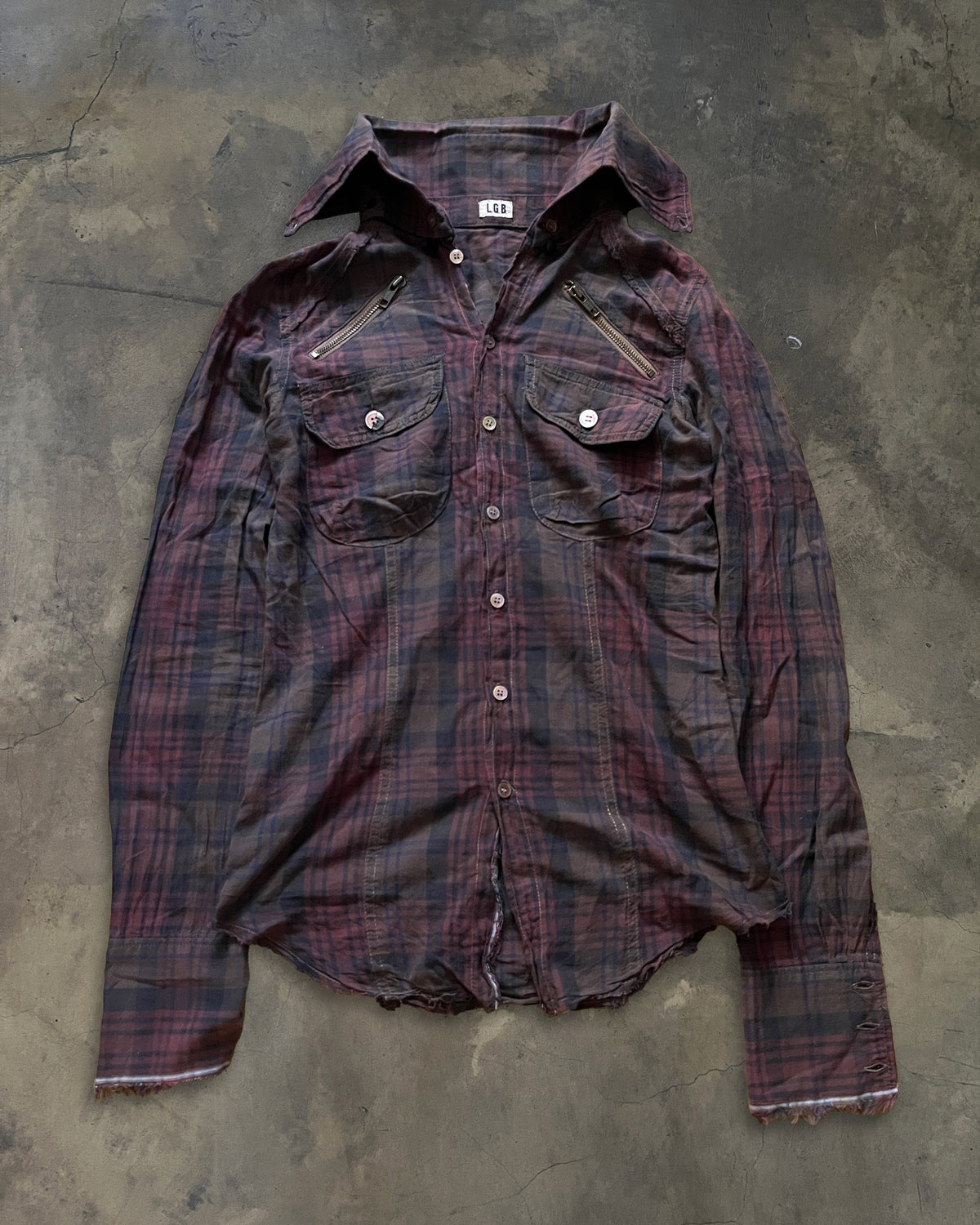 L.G.B PLAID FLANNEL WITH REMOVABLE COLLAR – glam archive