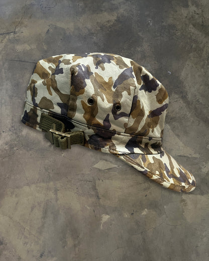 L.G.B LEATHER HAT WITH PAINTED CAMO DESIGN