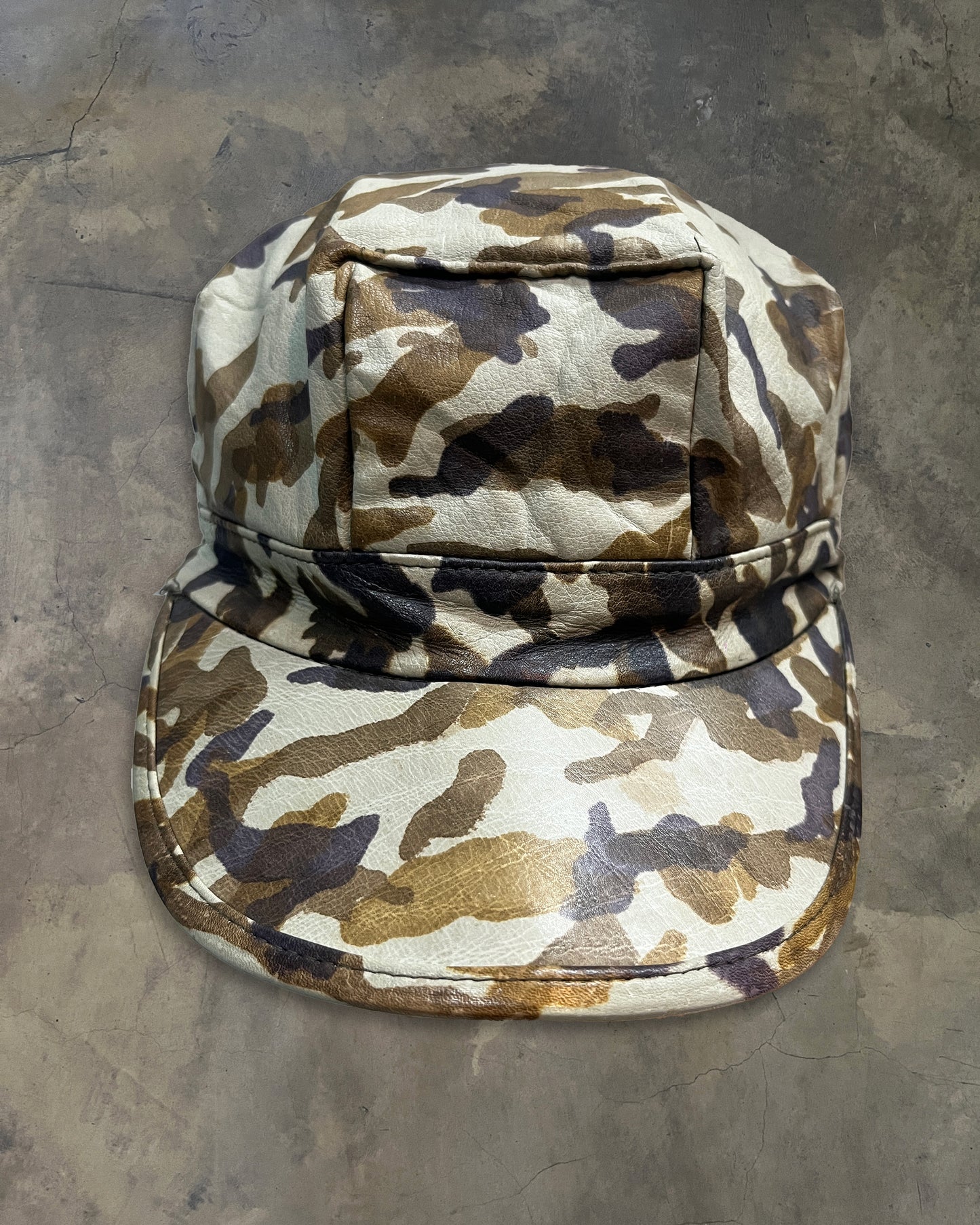 L.G.B LEATHER HAT WITH PAINTED CAMO DESIGN