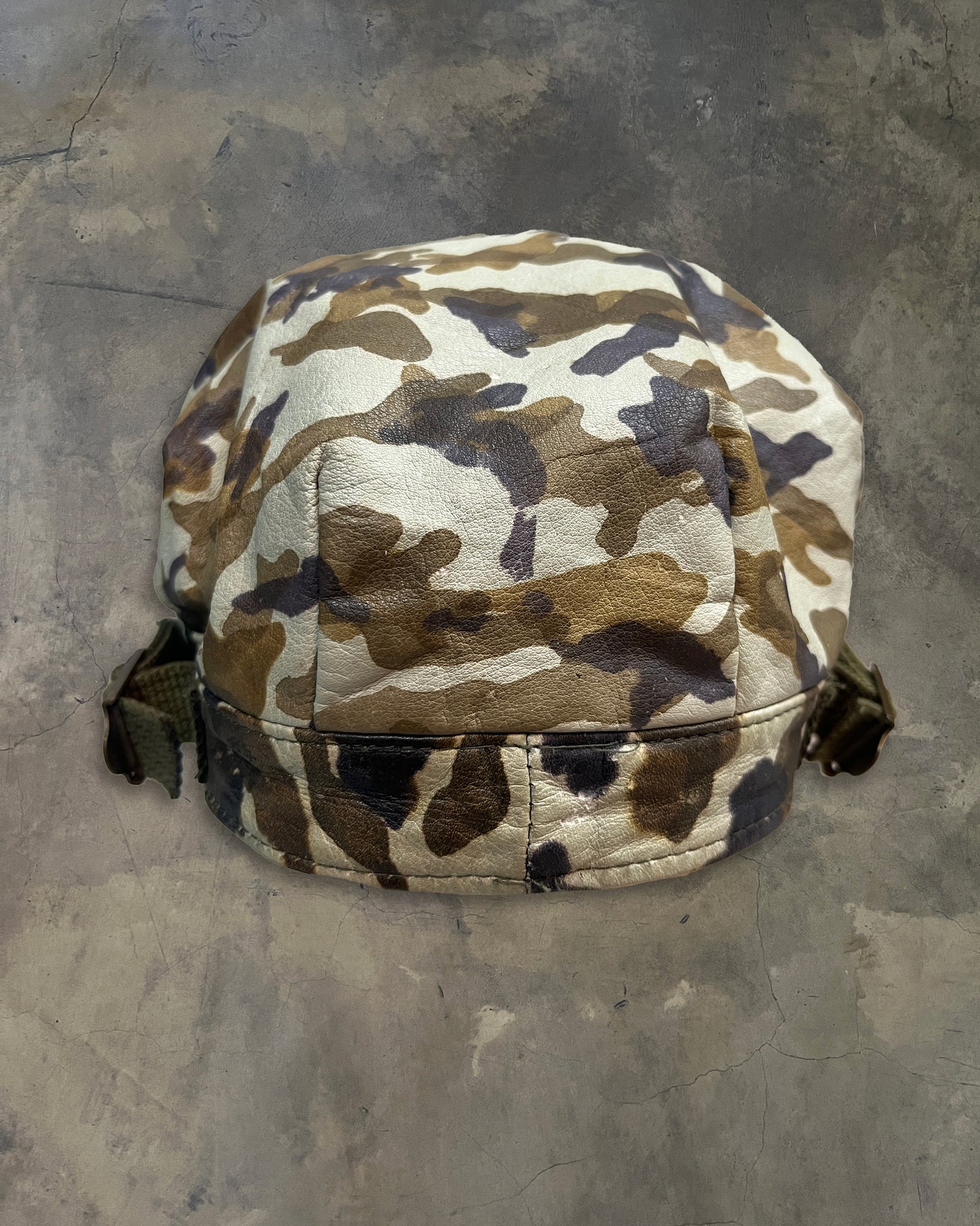 L.G.B LEATHER HAT WITH PAINTED CAMO DESIGN