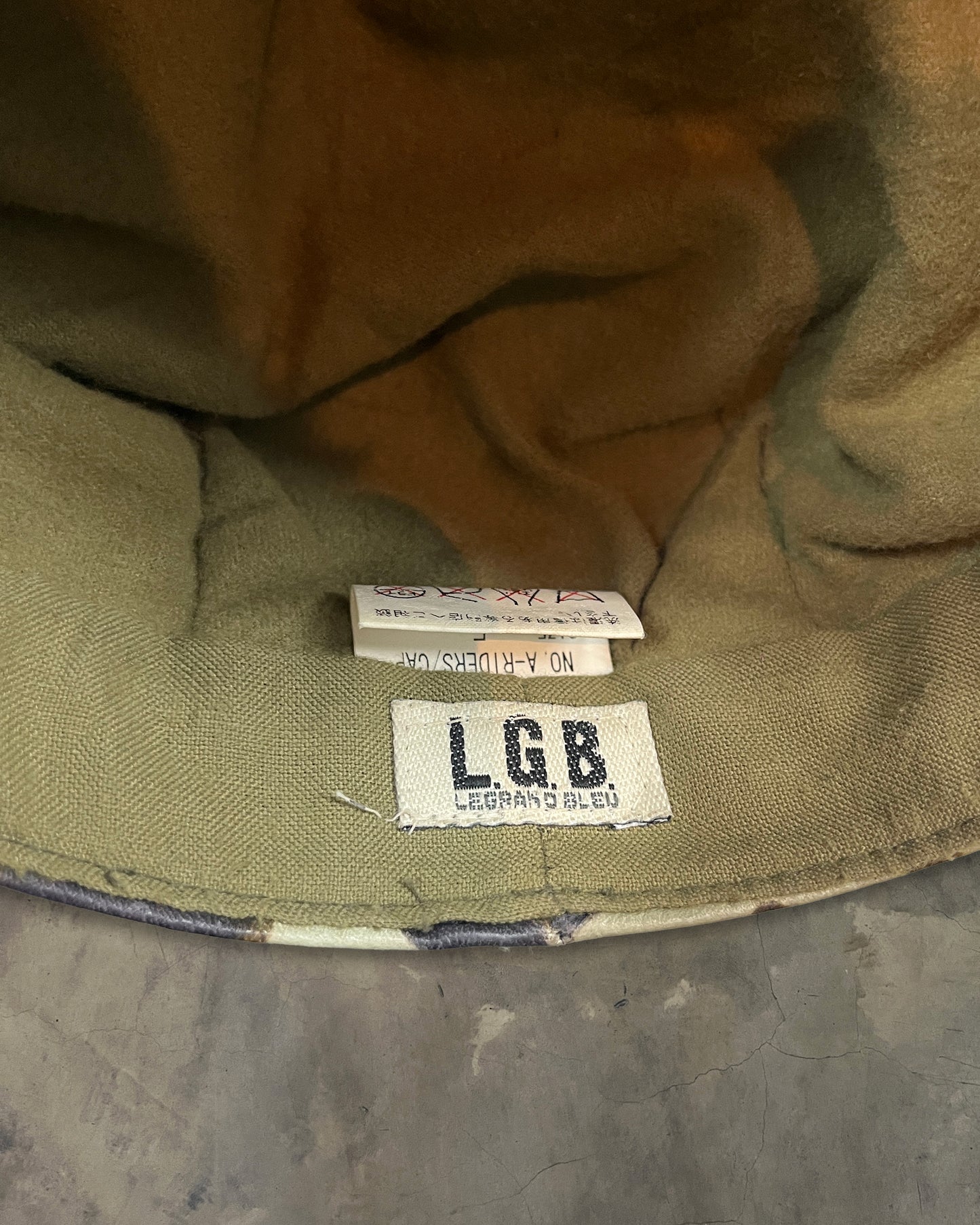 L.G.B LEATHER HAT WITH PAINTED CAMO DESIGN