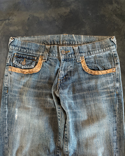 TORNADO MART SNAKE TRIM FLARED DENIM