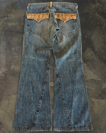 TORNADO MART SNAKE TRIM FLARED DENIM