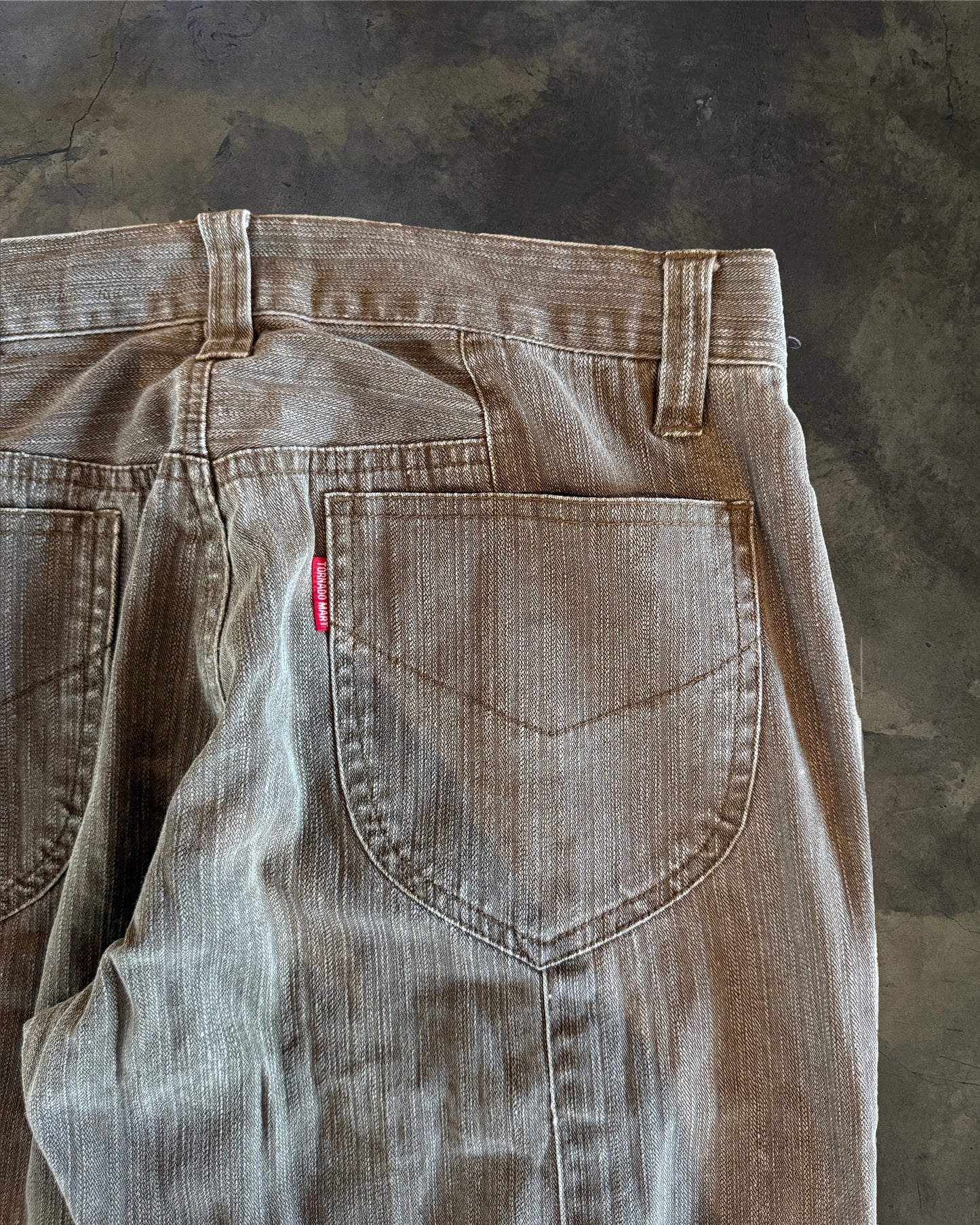 TORNADO MART TAN LACED FLARE DENIM