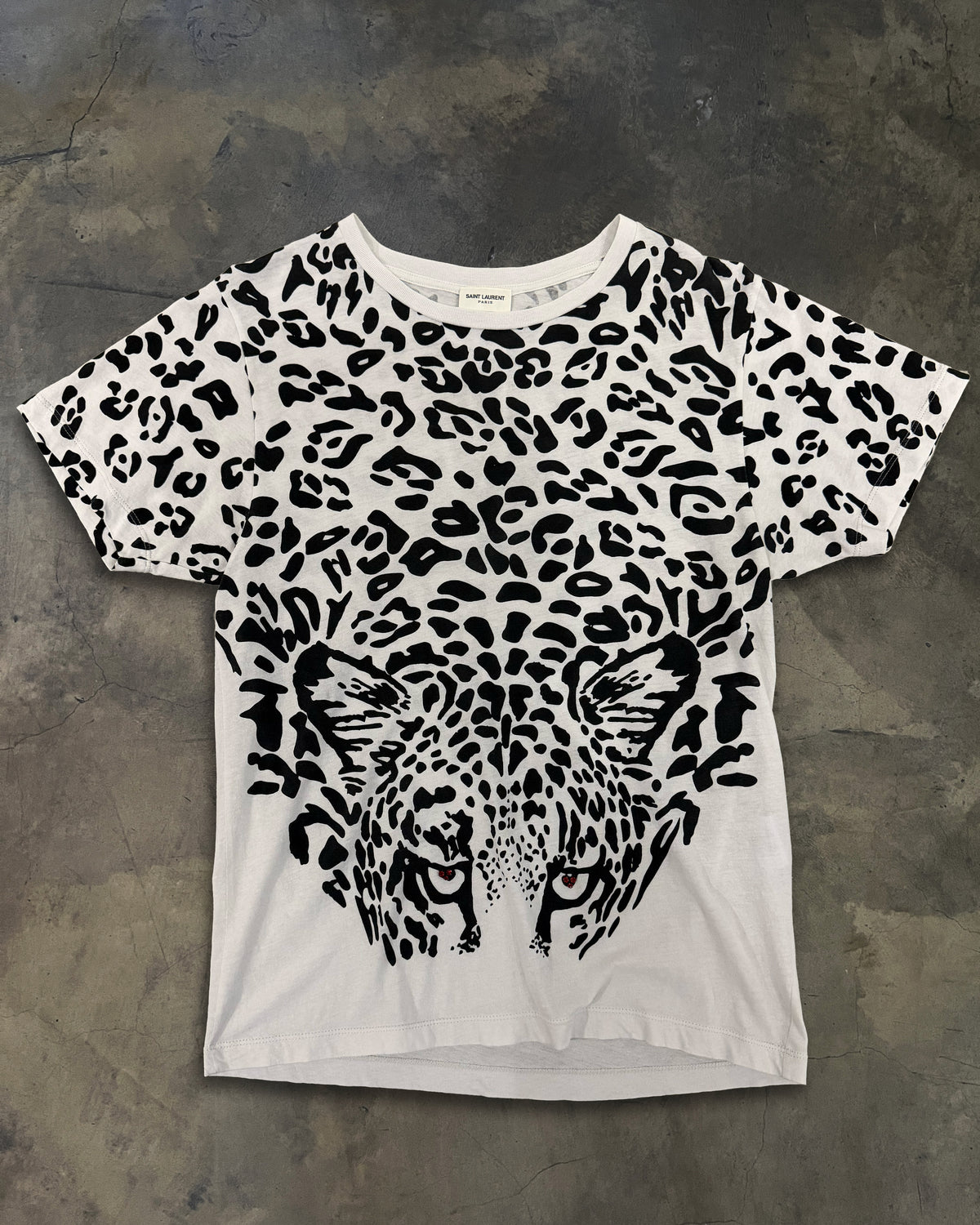SAINT LAURENT AW2016 CRYSTAL LEOPARD TEE