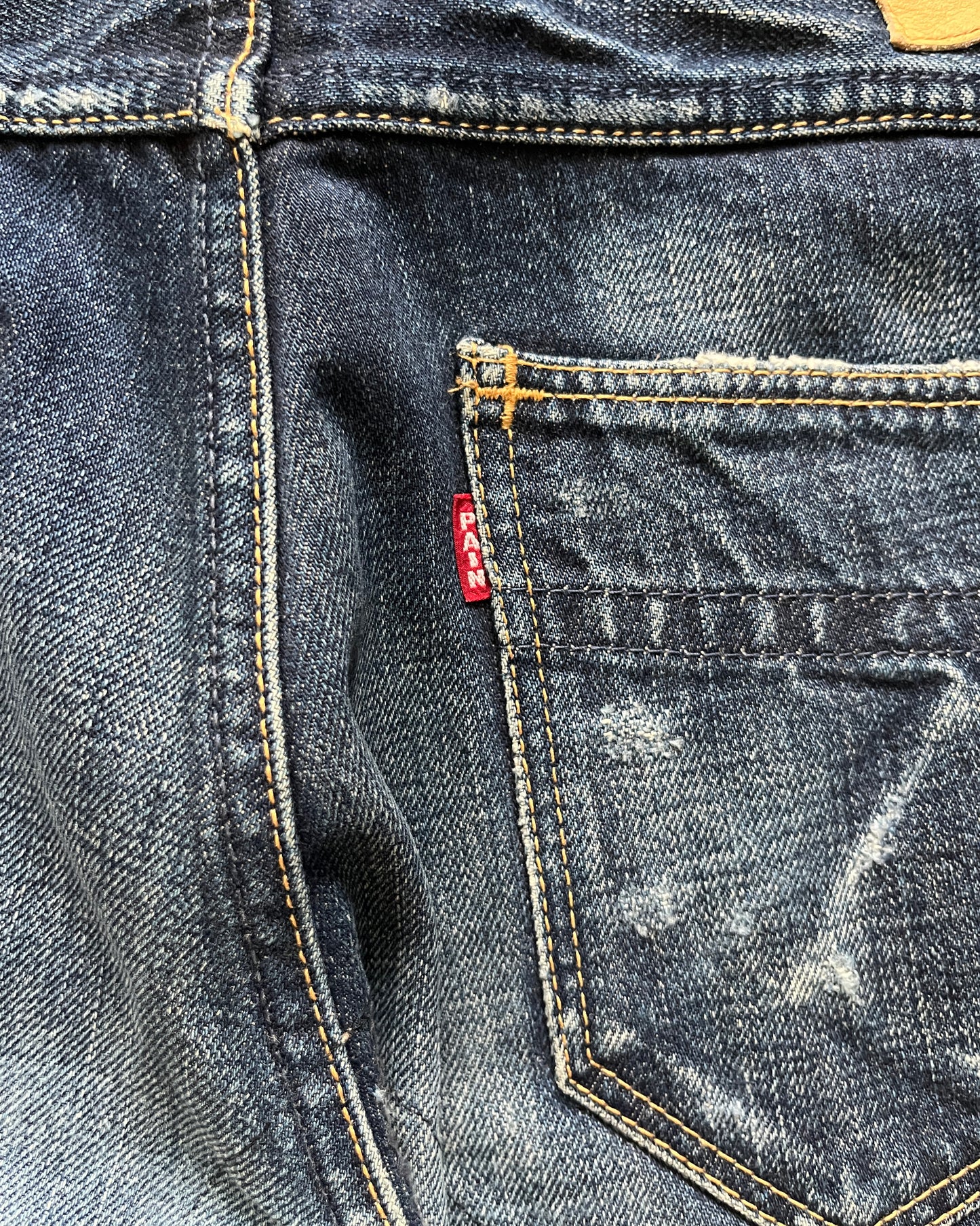 NUMBER NINE SS2007 “ABOUT A BOY” HONEYCOMB PAIN DENIM JEANS