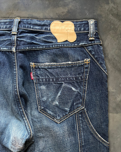 NUMBER NINE SS2007 “ABOUT A BOY” HONEYCOMB PAIN DENIM JEANS