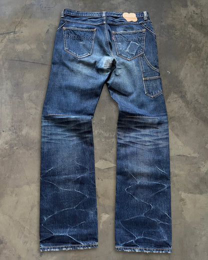 NUMBER NINE SS2007 “ABOUT A BOY” HONEYCOMB PAIN DENIM JEANS