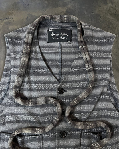 NUMNER (N)INE SS2008 'BIRDS' STRIPE PATTERN KNIT CASHMERE VEST