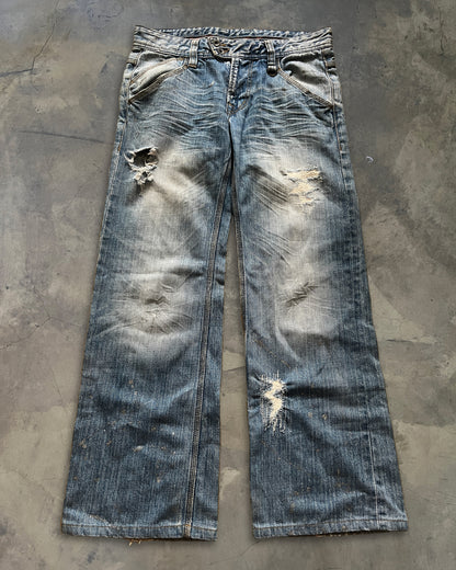 NICOLE CLUB FLASHED BAGGY WASH JEANS