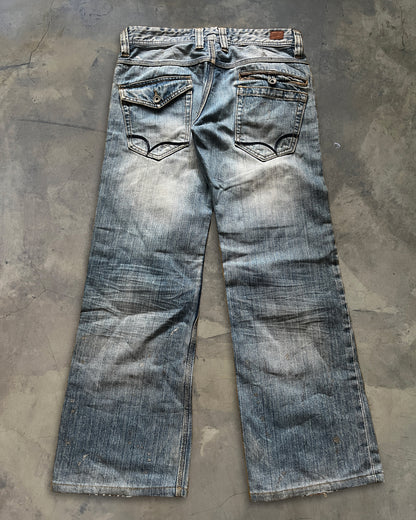 NICOLE CLUB FLASHED BAGGY WASH JEANS