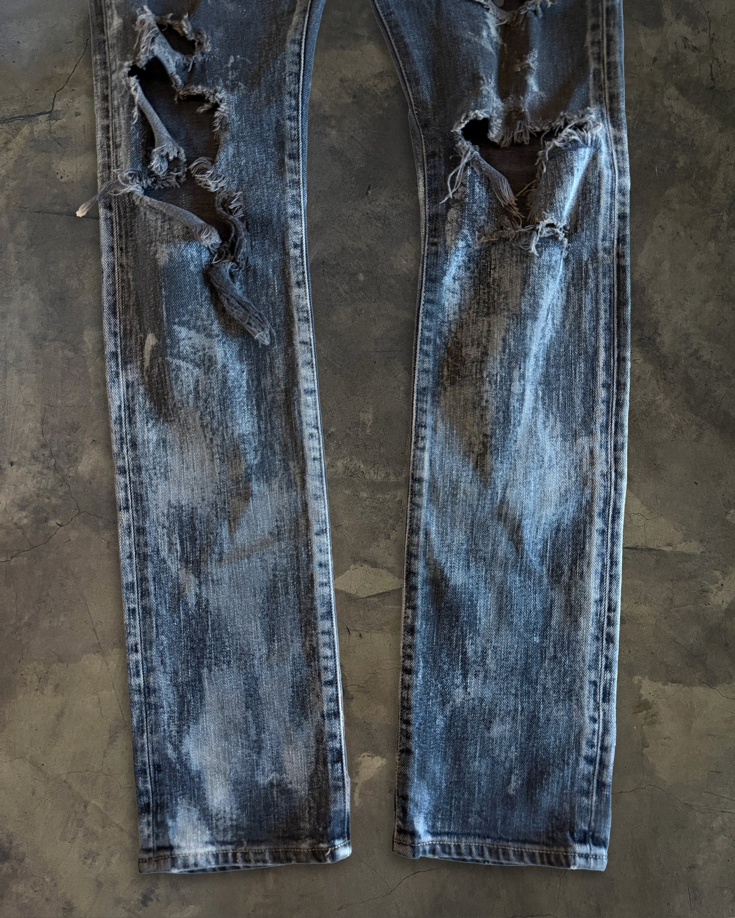 SAINT LAURENT FW2014 RUNWAY OIL STAIN JEANS