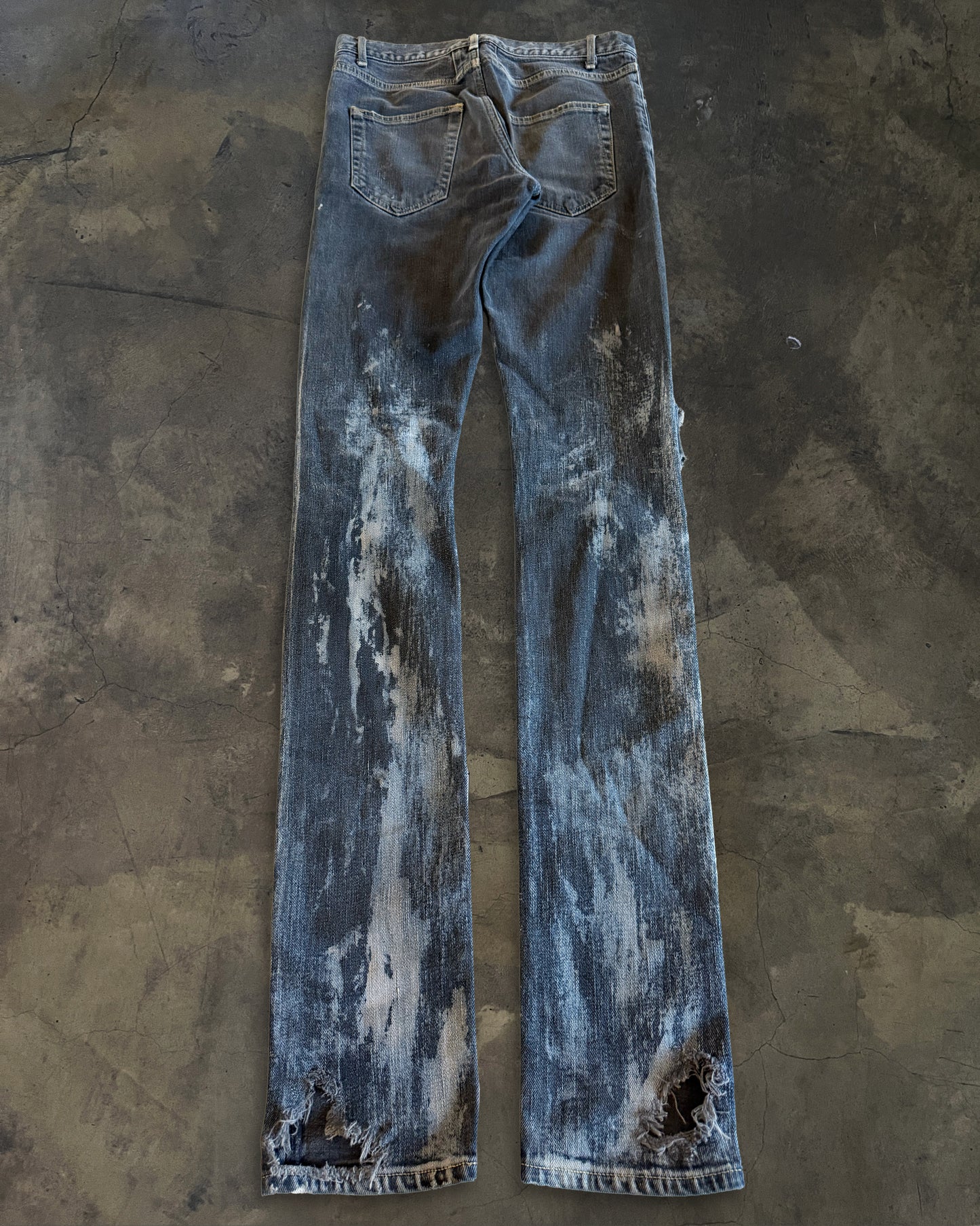 SAINT LAURENT FW2014 RUNWAY OIL STAIN JEANS
