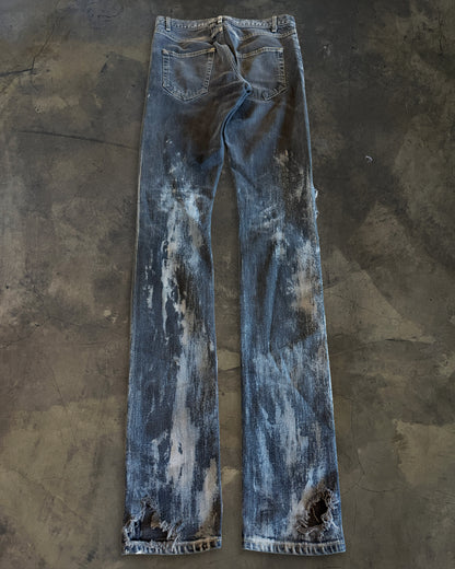 SAINT LAURENT FW2014 RUNWAY OIL STAIN JEANS