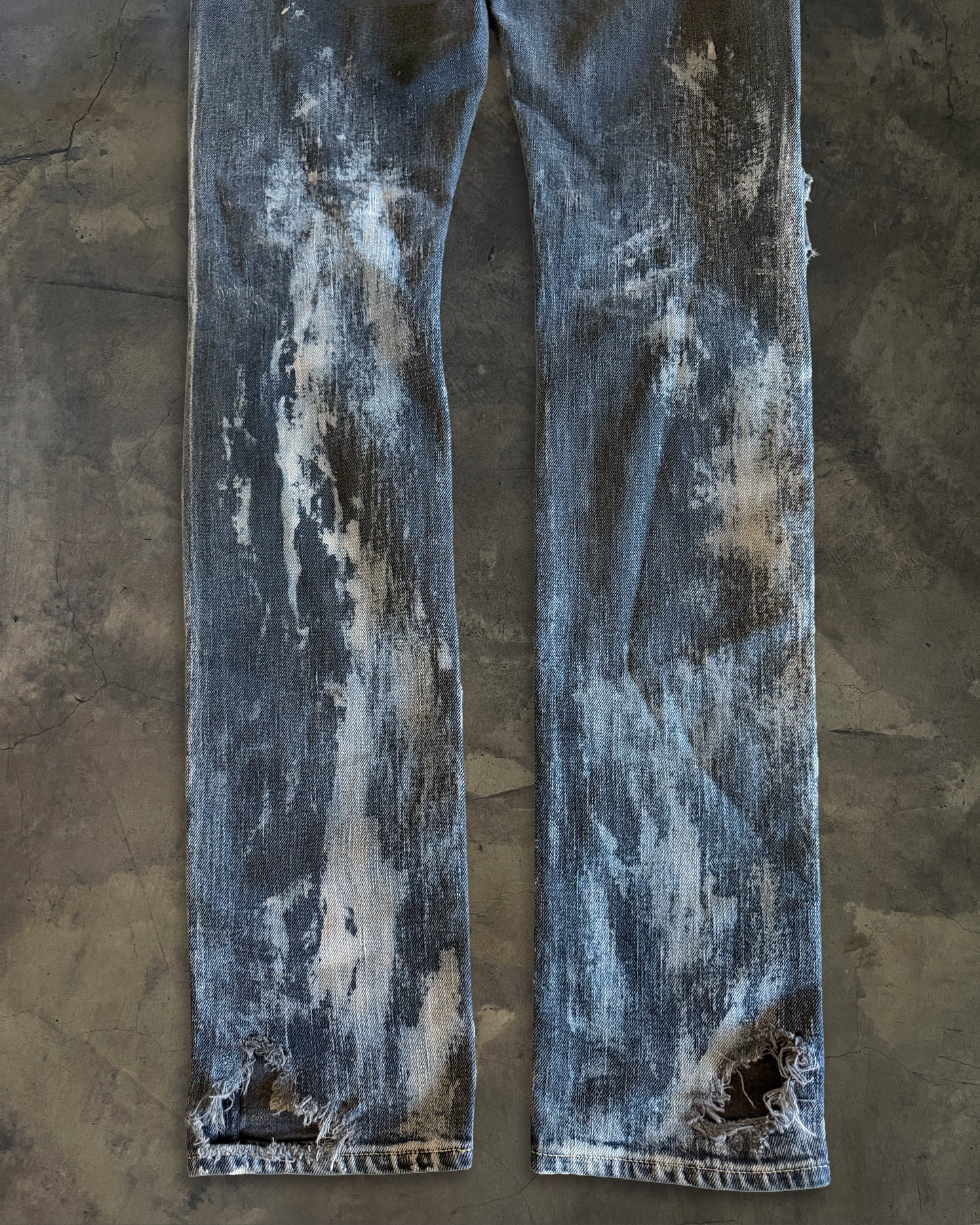 SAINT LAURENT FW2014 RUNWAY OIL STAIN JEANS