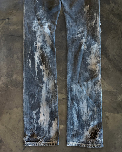 SAINT LAURENT FW2014 RUNWAY OIL STAIN JEANS