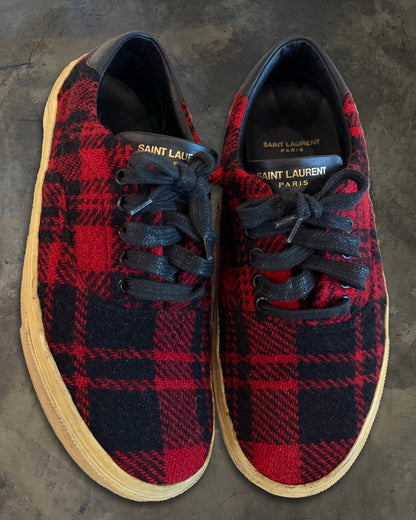 SAINT LAURENT WOOL PLAID LOW TOPS