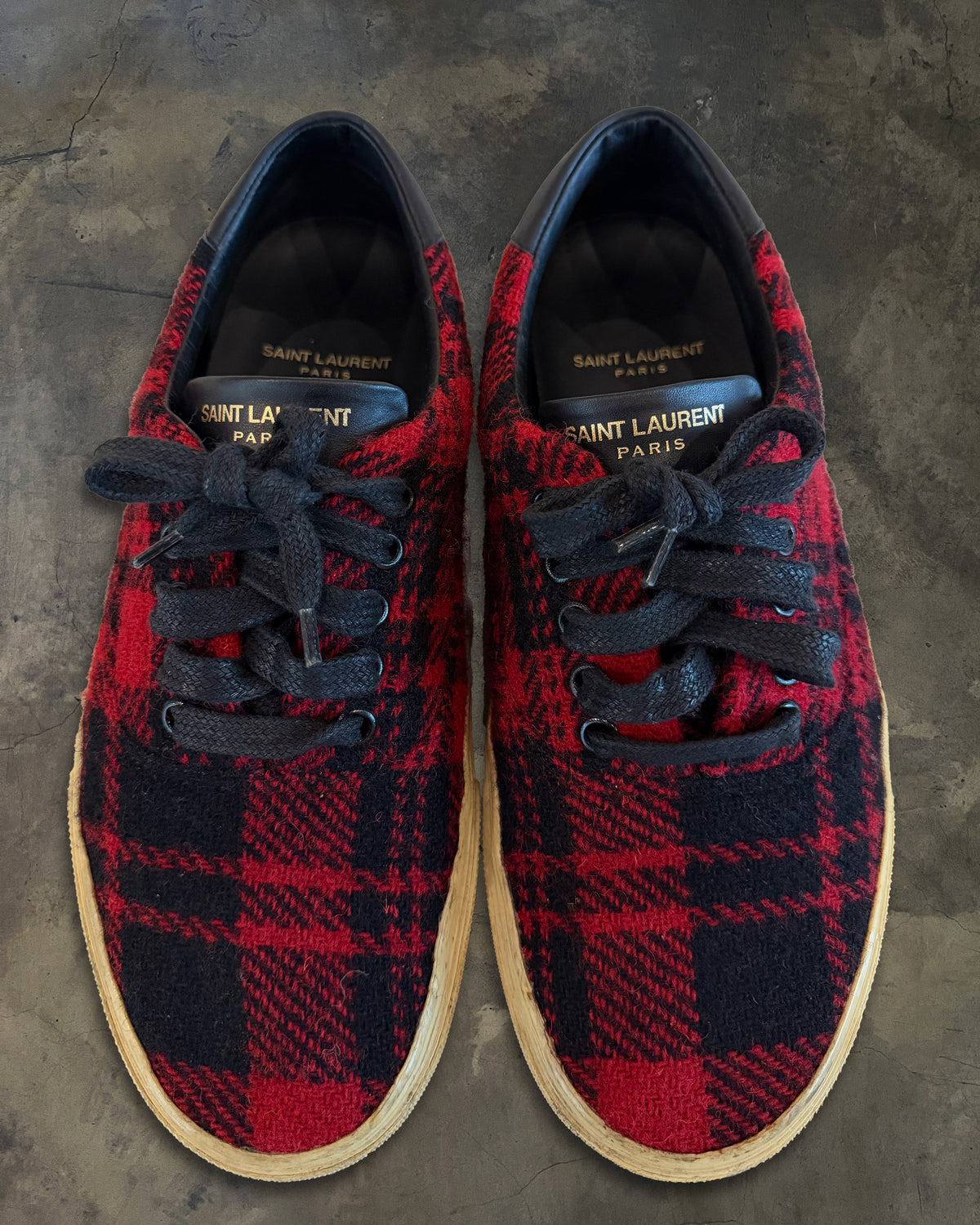 SAINT LAURENT WOOL PLAID LOW TOPS