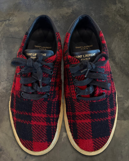 SAINT LAURENT WOOL PLAID LOW TOPS
